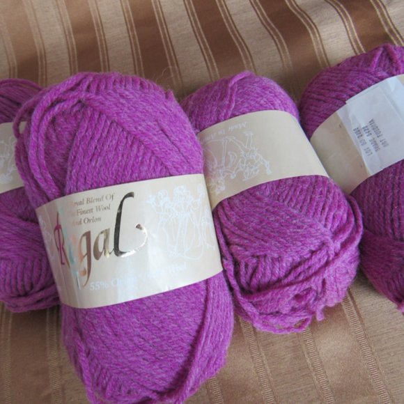 10sks Regal Orlon/Wool Yarn, color Fuschia; 50g each; - Picture 1 of 3